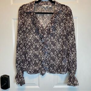 Ted Baker Bertei Ruffle Blouse with Metal Ball Trim Size 4